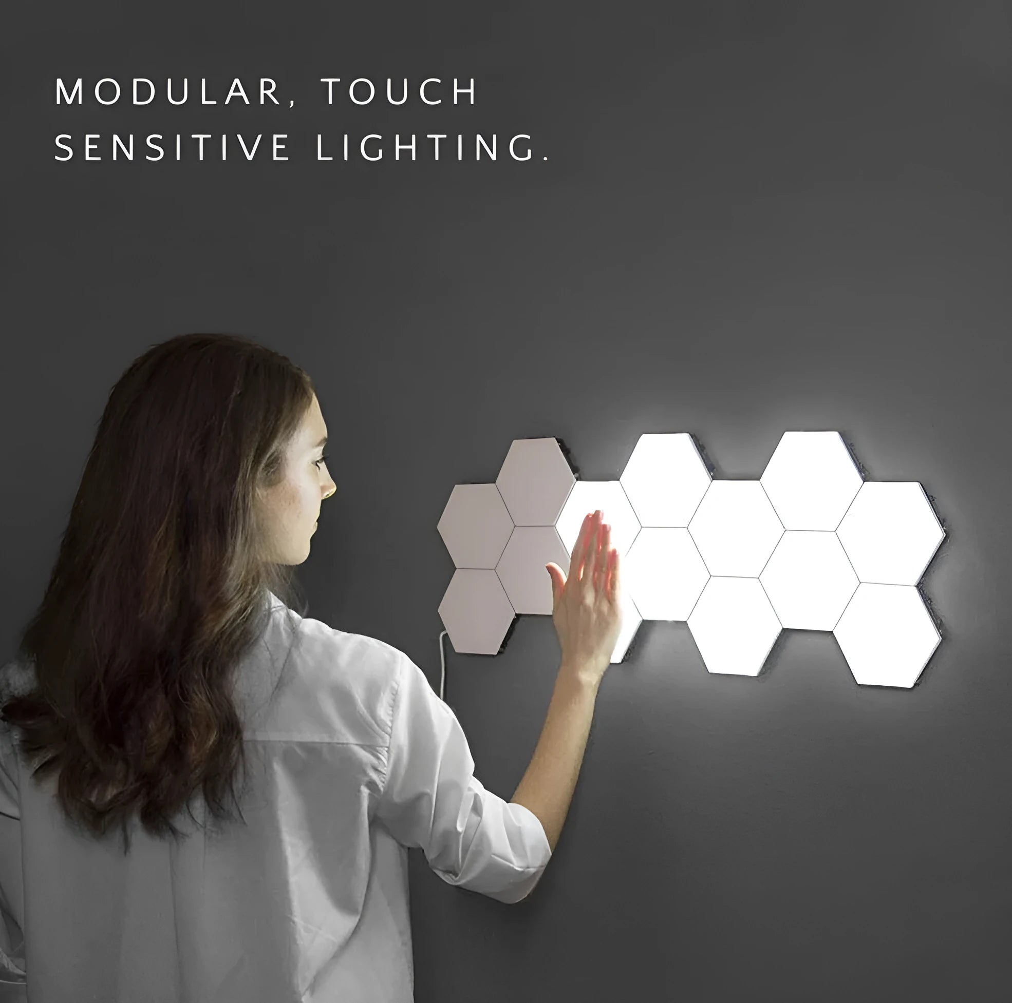 Helios modular honeycomb touch wall lamp in modern minimalist design with UK plug