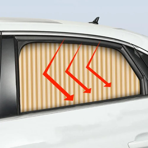 Thick opaque retractable car sunshade curtain in black colour with roller shutter mechanism