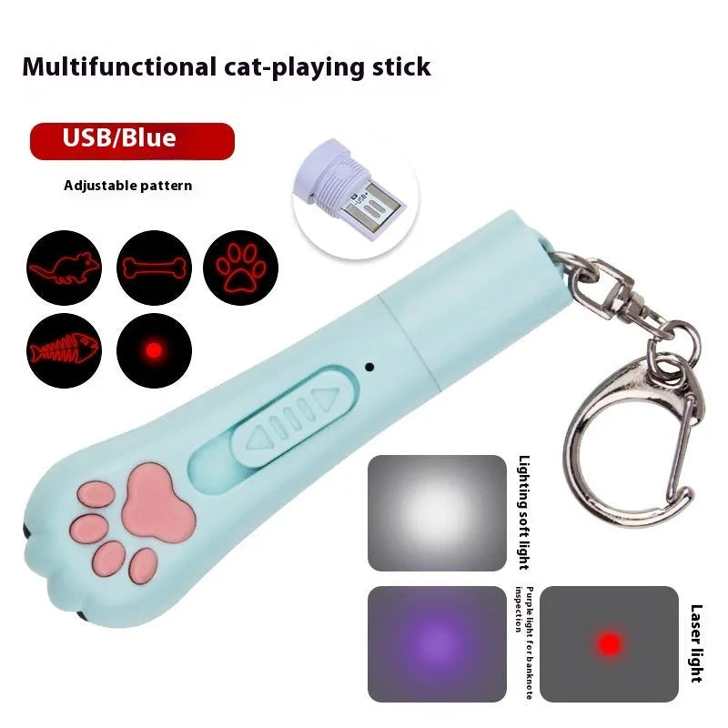 Infrared mini pet footprints laser charging toy in choice of blue, pink, purple or white colours