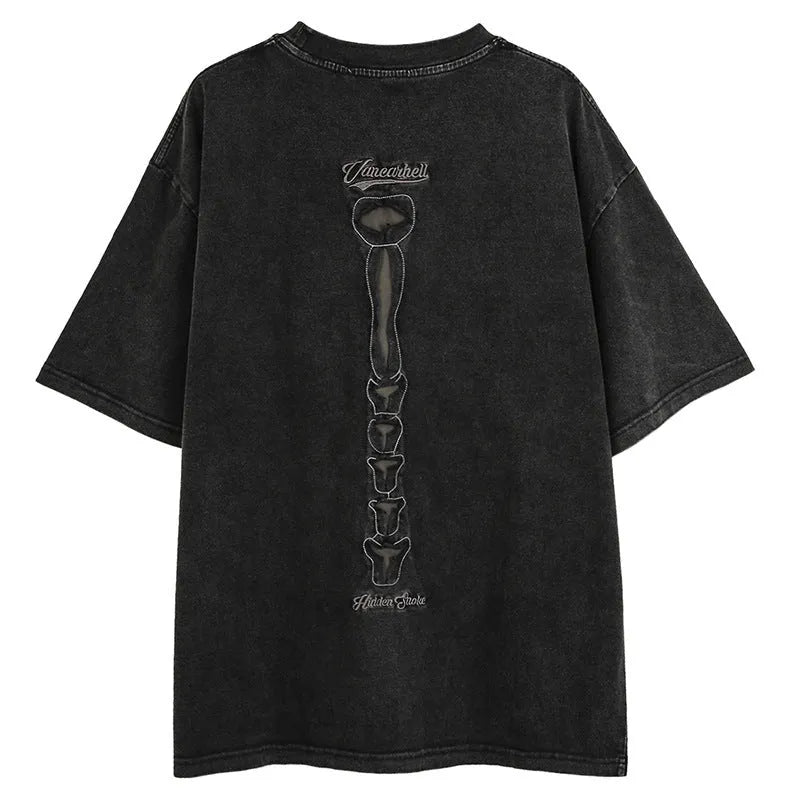 Skull print loose fit cotton T-shirt on hanger, black and brown options