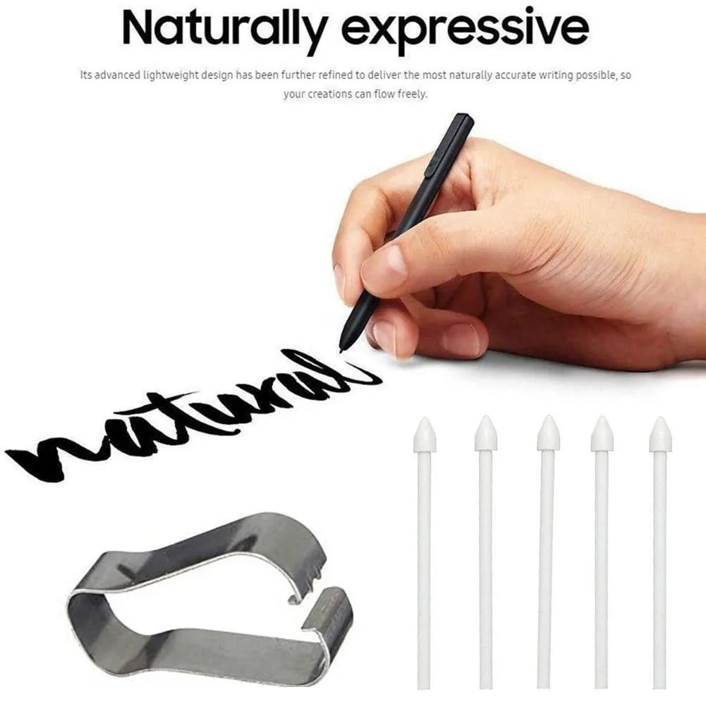 Rotating stylus tip refill 5-pack in black, white, and grey for Samsung S6 S7 N10 N20