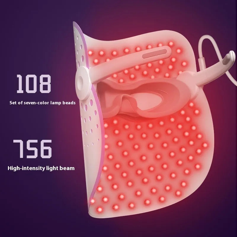 White and purple photon IPL beauty mask device on a plain background.