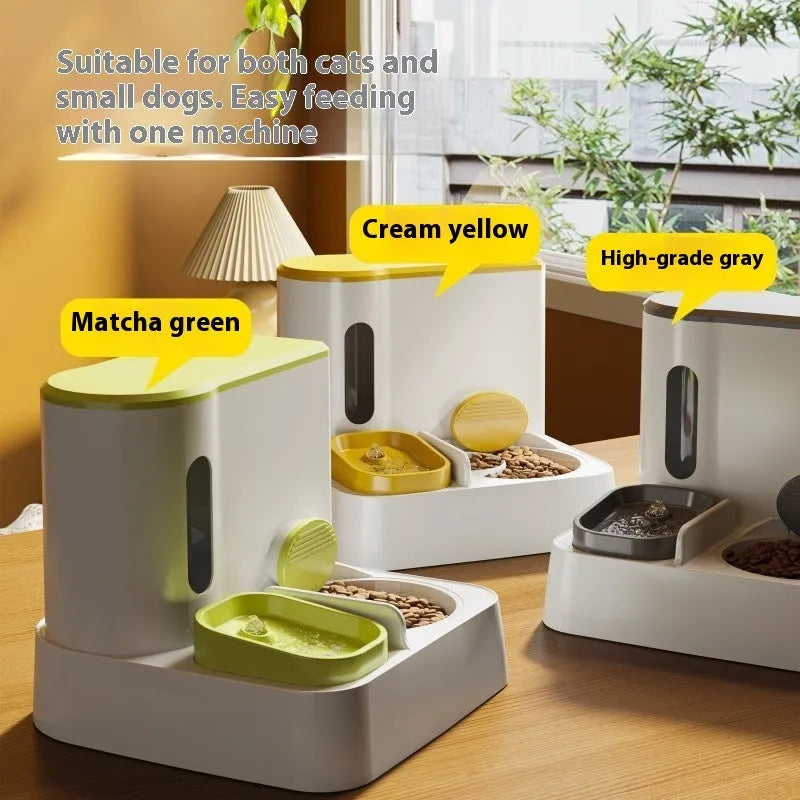 Cat automatic pet feeder water dispenser with integrated double bowl system