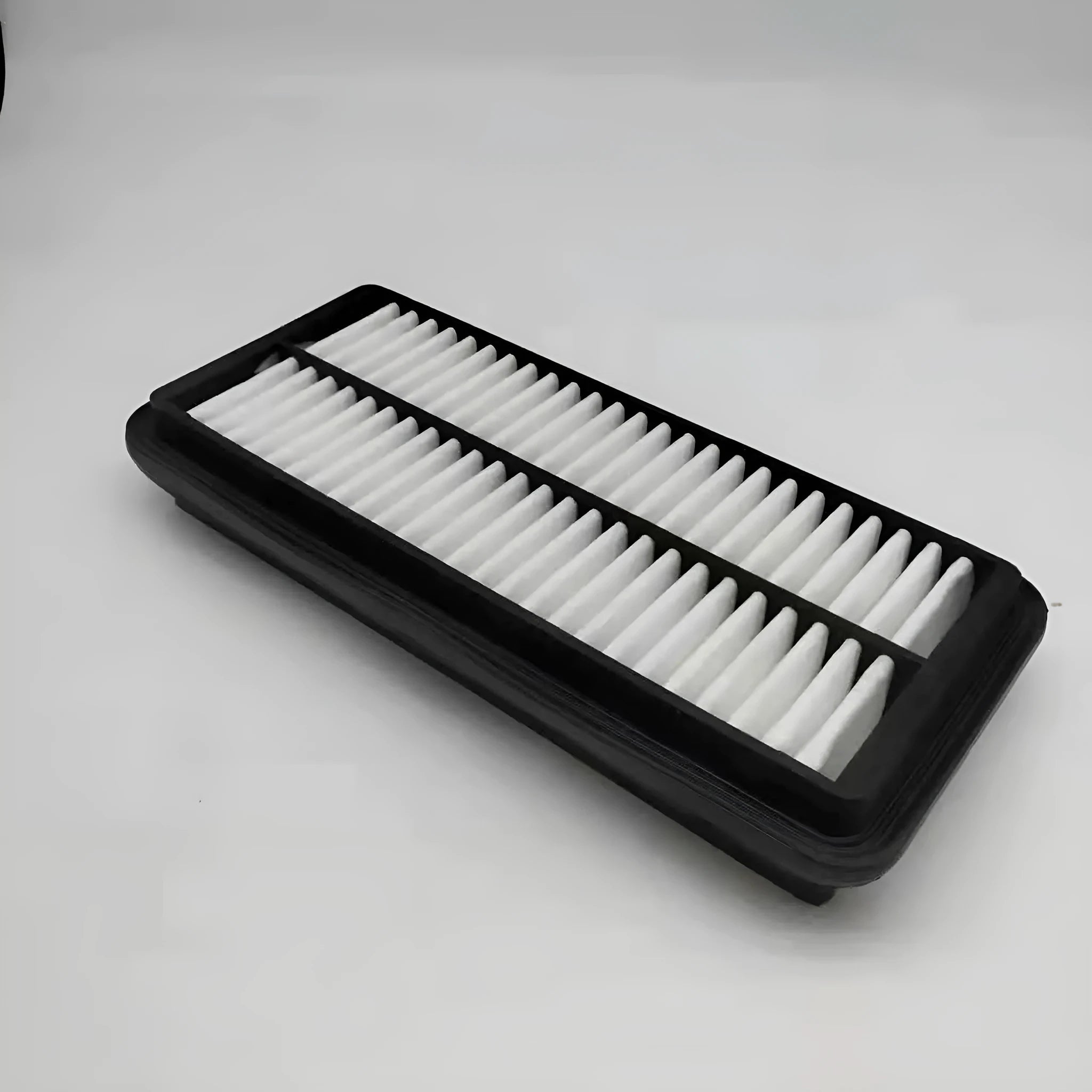 Black car air filter measuring 256x113x40mm for modern vehicle replacement