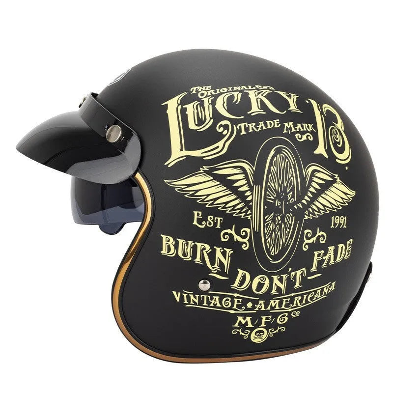Retro-style half helmet for electric bike riding in ABS plastic, shown in a classic colour option.