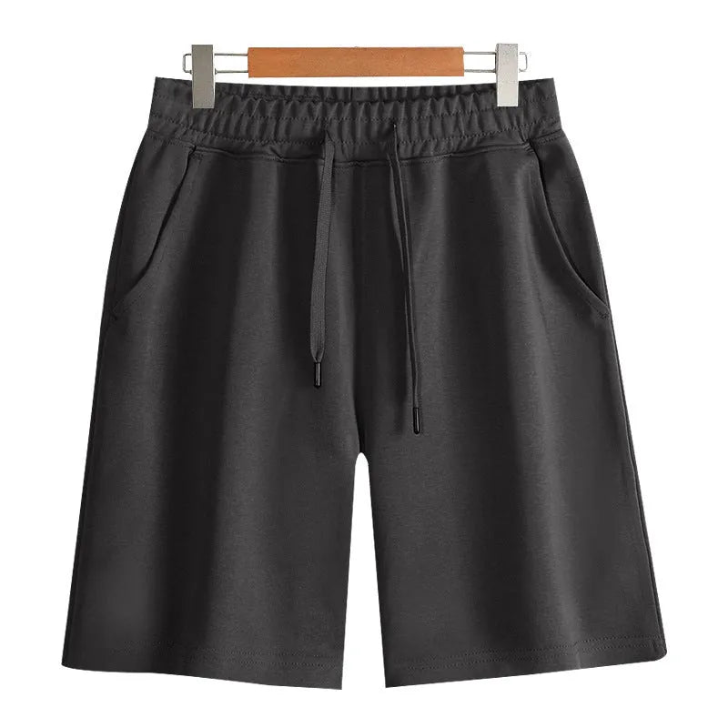 Cotton men's summer sports shorts in straight cut with micro-elastic fabric