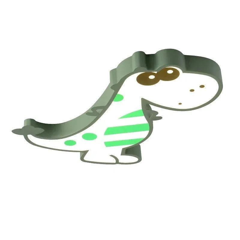 48cm cartoon dinosaur ceiling light with PVC shade and aluminium body in green or pink for bedroom