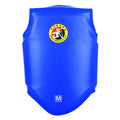 Red boxing helmet and chest protector set with one-piece design for training