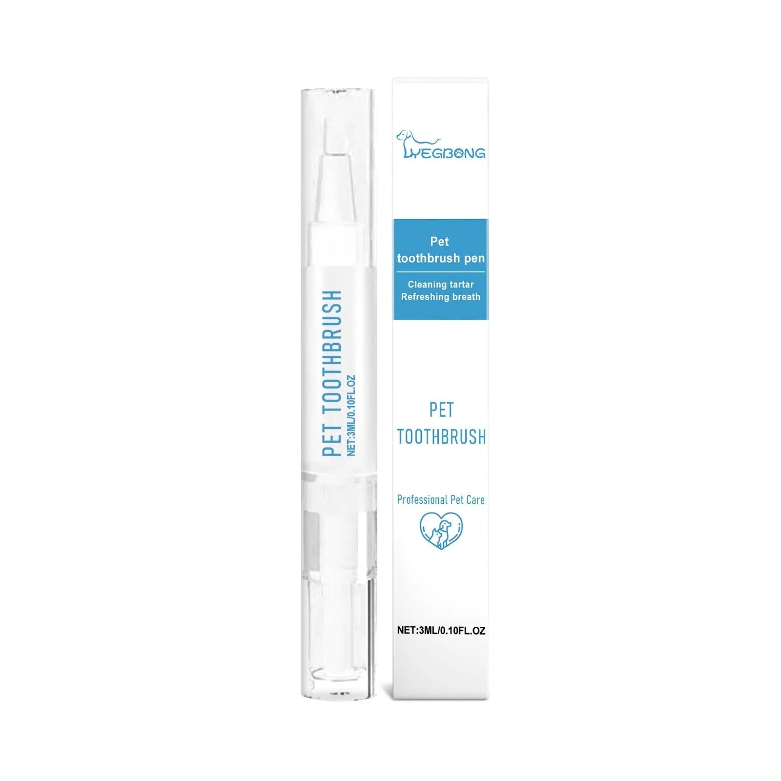 Pet toothbrush pen with soft bristles and 3ml toothpaste volume for dog and cat dental care