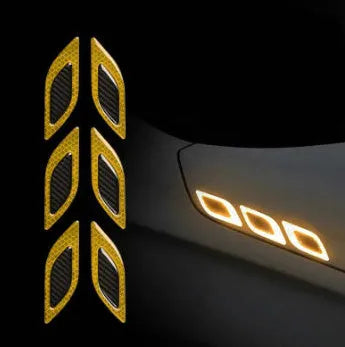 Blue and yellow reflective resin bumper strips for car wheel application measuring 17mm wide