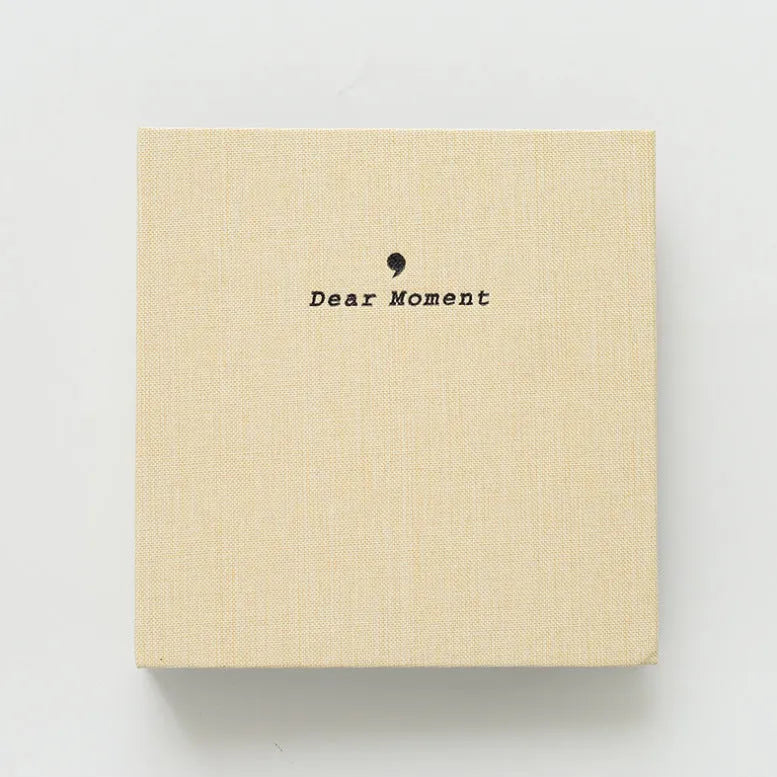 Cotton linen loose-leaf pocket photo album in beige, 14.5x15x3 cm, with 3-inch and 5-inch pocket pages