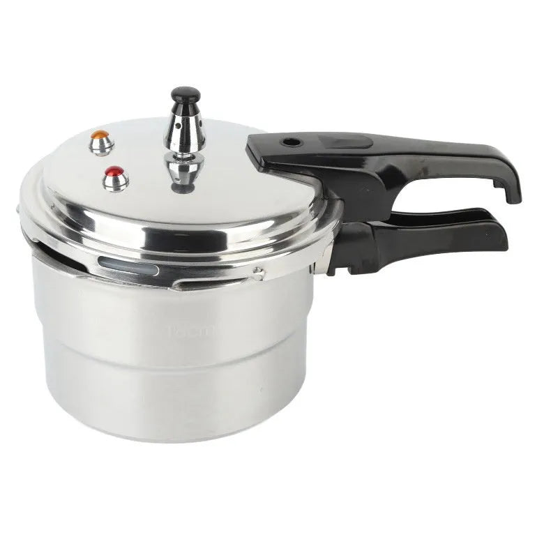 White aluminium alloy pressure cooker 22cm with 5 litre capacity on a modern kitchen counter