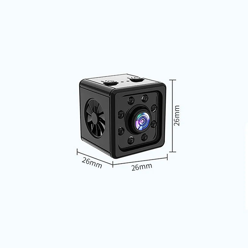 Black K13 network sports camera with 26mm cubic design shown with mounting bracket