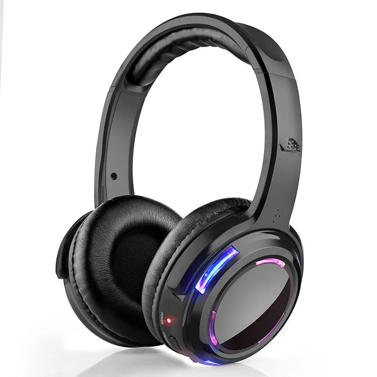 Black silent disco wireless headphones with over-ear design, 40mm speakers, and a 3-metre cable ending in a 3.5mm audio plug.
