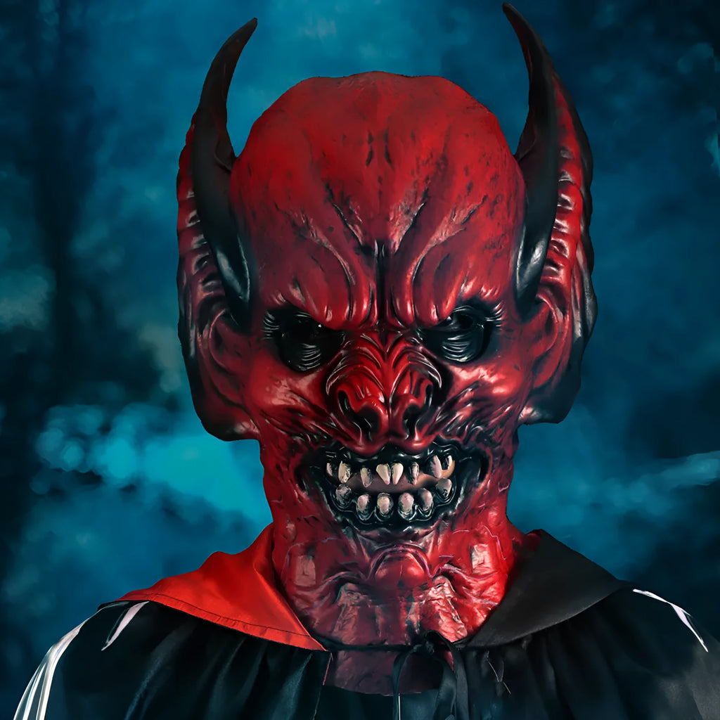 Red bat head hood mask for horror dress up events made from RP foam