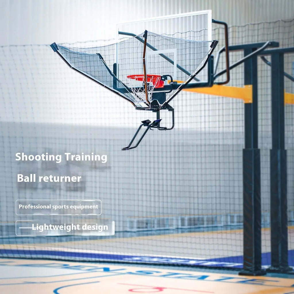 Automatic basketball return training net with cowhide netting and iron frame for solo shooting practice