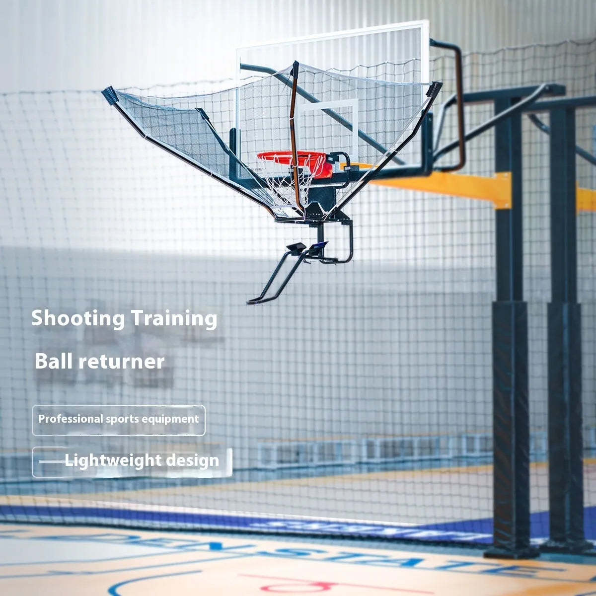 Automatic basketball return training net with cowhide netting and iron frame for solo shooting practice