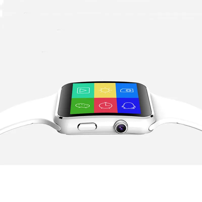 Black smart watch with a round 1.54-inch touchscreen on a silicone strap
