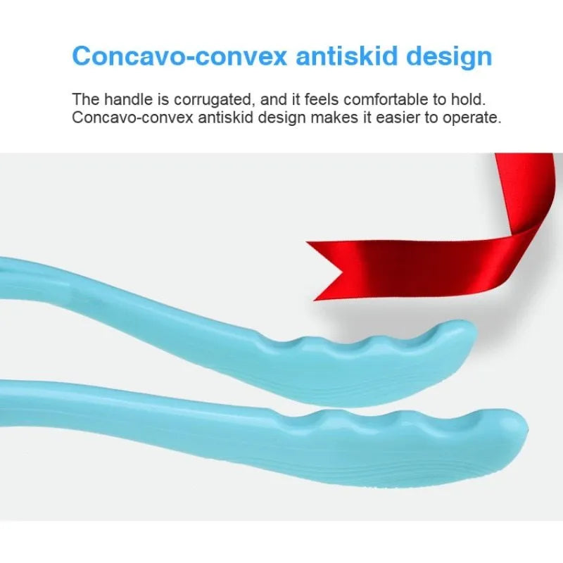 Plastic swan-shaped neck massager hand roller with adjustable stand in blue colour showing 3D floating-point massage design