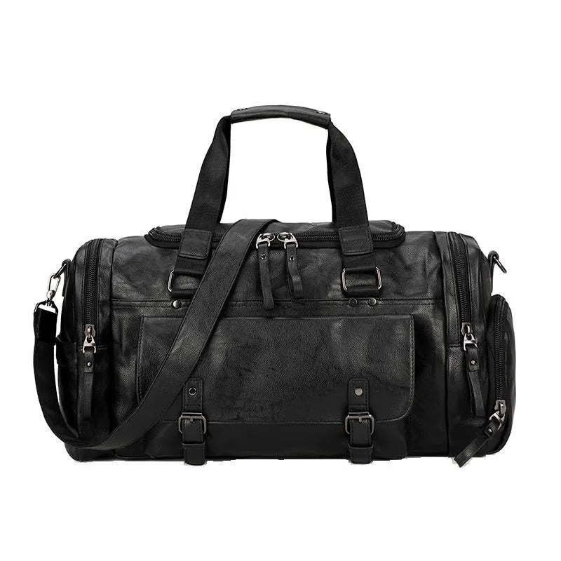 Large black travel shoe bag for organising footwear, measuring 52cm by 19cm by 27cm