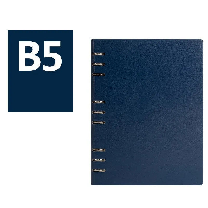 Simple business loose-leaf notebook with imitation leather cover in multiple colours and sizes
