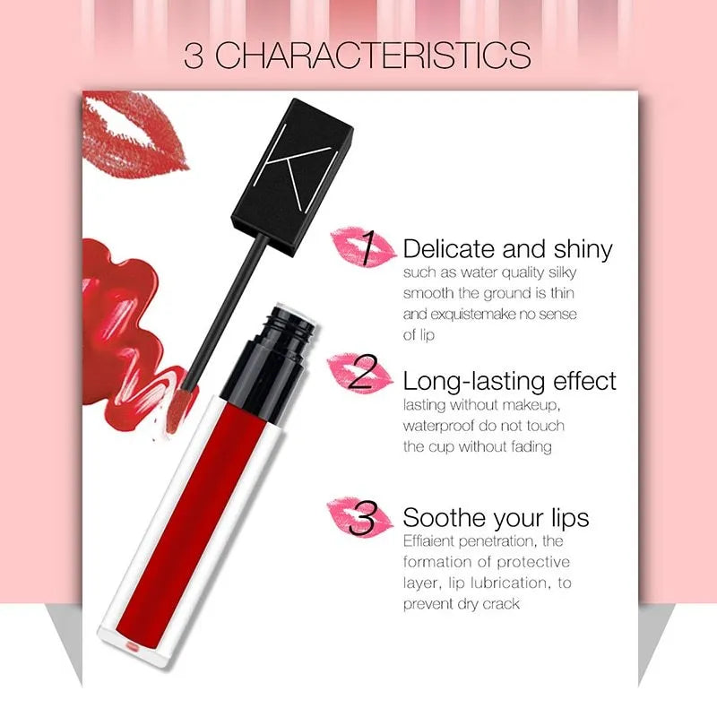 KIMUSE matte liquid lipstick tube 5.7ml with waterproof long lasting formula in multiple colour options