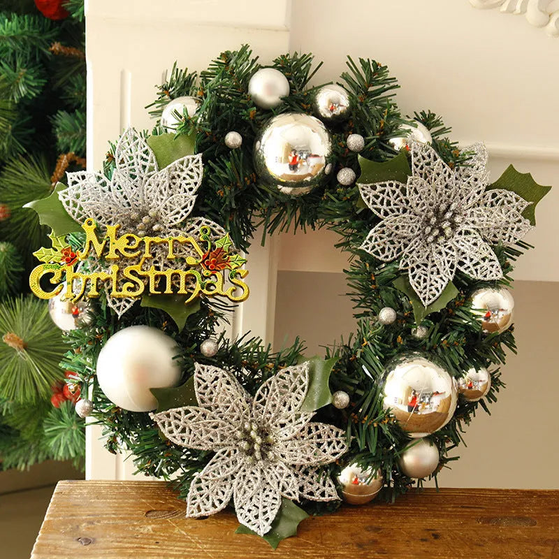30cm multicolour plastic Christmas wreath decoration for doors or gardens