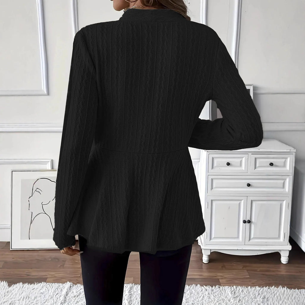 Women's apricot jacquard knit cardigan with one button front closure