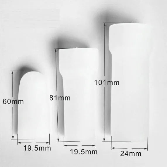 Blue silicone male masturbator shown in small, medium, and large size options