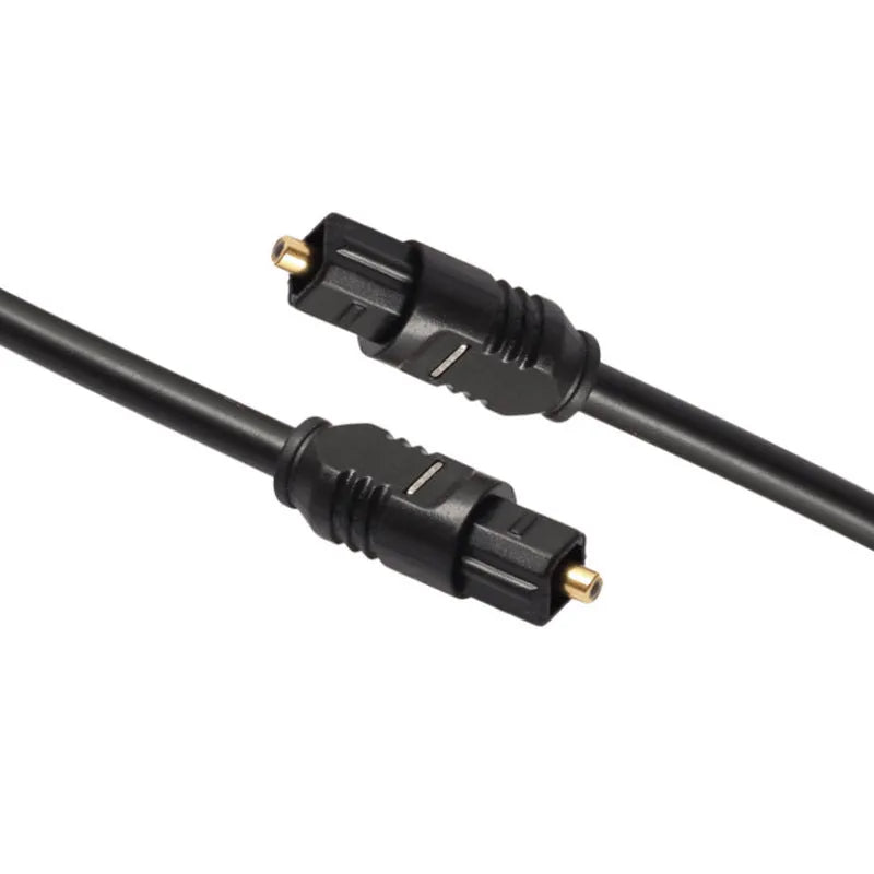 Black Toslink digital optical audio cable with 4mm square connector and 2 metre length