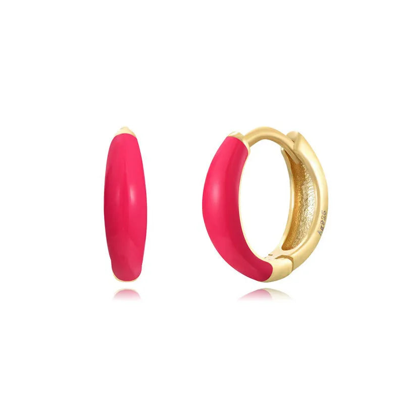 Epoxy resin oval curved earrings in geometric U-shape design with seven colour options