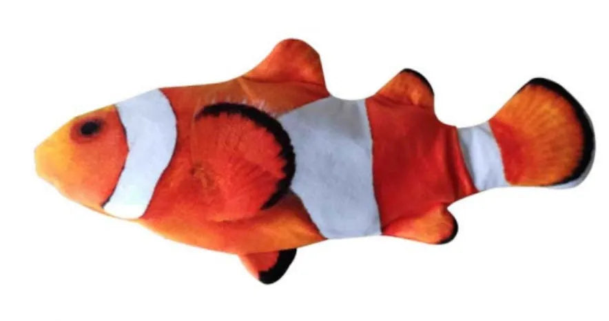 Electronic jumping fish cat toy with USB charging cable, 30cm multicolour fish design