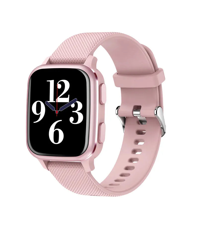 Aluminium alloy smart bracelet watch on wrist, displaying heart rate and fitness data.
