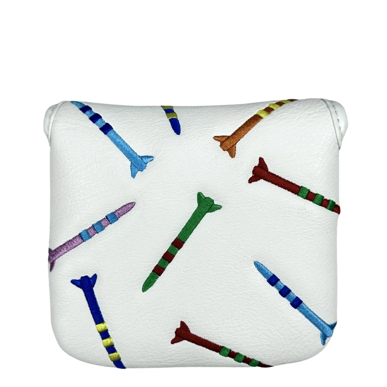 Black and white golf square putter protective sleeve made of PU leather.