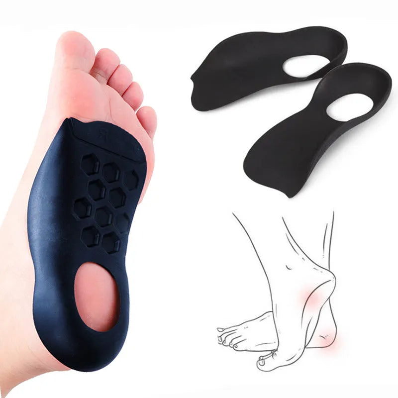 TPR varus correction arch support insole in black, white, or skin colour for shoe sizes 35-45.