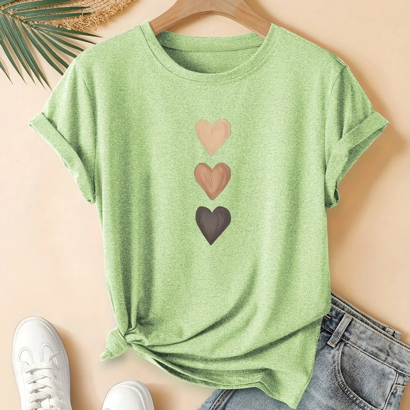 Women's pure cotton short sleeve T-shirt with Chinese art retro print in dark grey colour