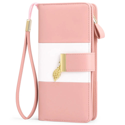 Black anti-theft RFID clutch bag with zip open showing card slots and microfiber lining.
