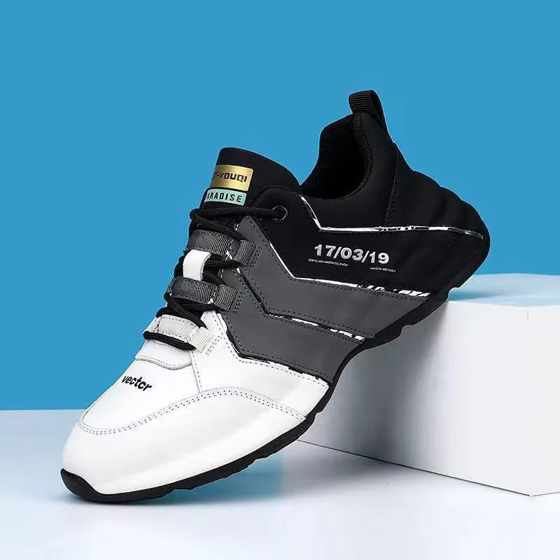 Teenagers casual low-top sneakers with mesh lining and round toe in black and grey colour