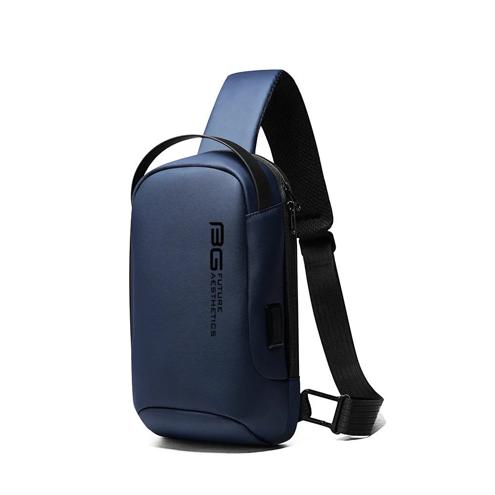 Men's oxford cloth shoulder bag with USB charging port in business travel style