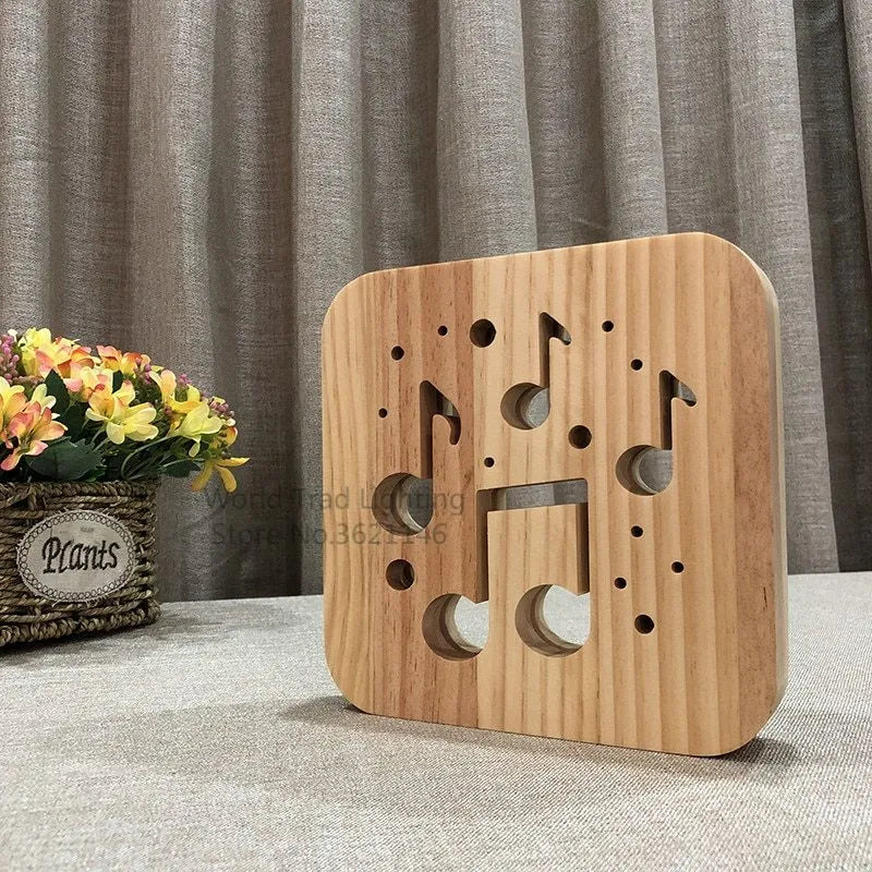 Pine wood USB LED atmosphere light with warm white illumination and 19cm dimensions