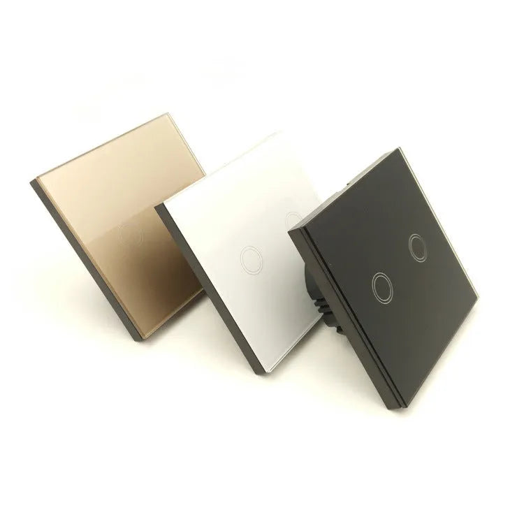 Touch switch with tempered glass panel for low power lighting control