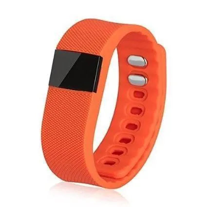 Ordinary bracelet pedometer showing step counter display on plastic wristband