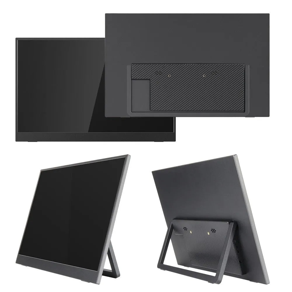 Black 15.6-inch portable LED monitor with IPS panel and Full HD resolution for office use