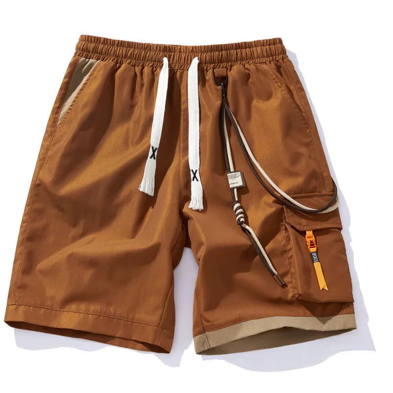 Men's plus size bamboo fibre sport shorts in loose fit with straight-leg cropped style