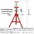 Metal V-head pipe support bracket with ball fittings for steel pipe.