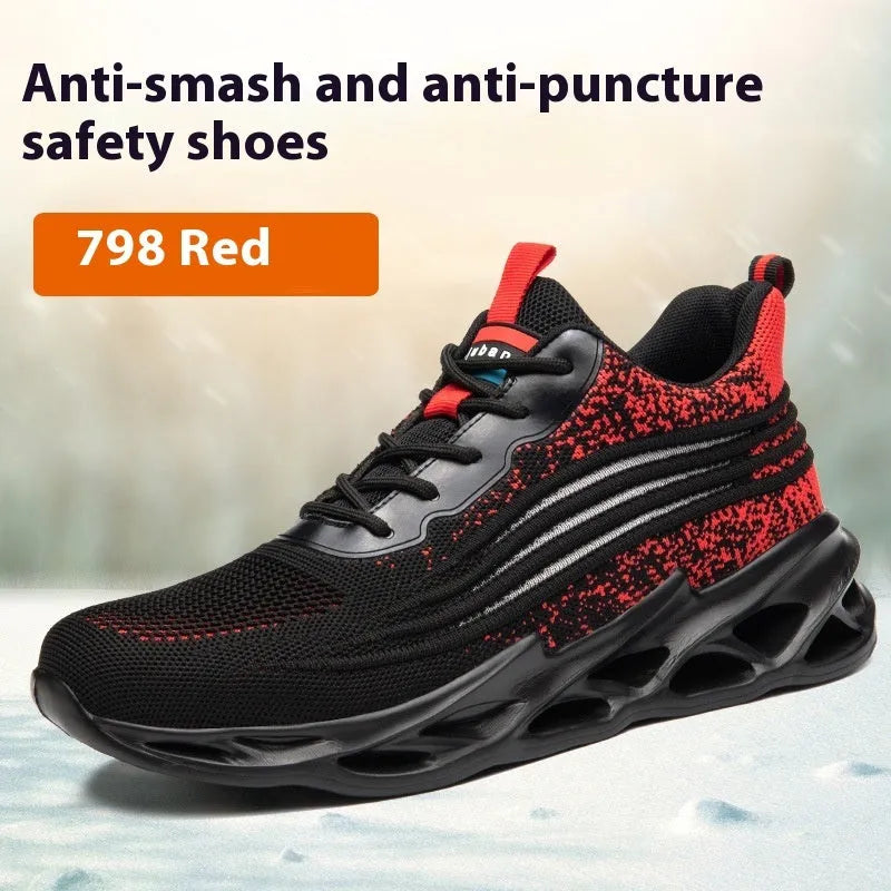 Brown leather anti-smashing labour protection shoes with rubber sole for workplace safety