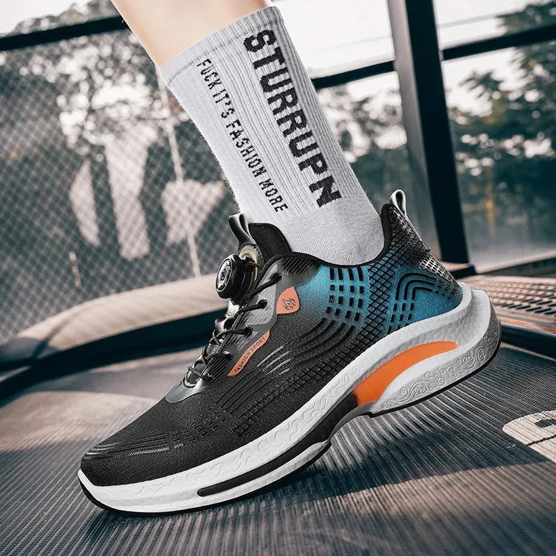 Men's low-top sneaker with mesh lining and a rotating buckle closure on a rubber sole.