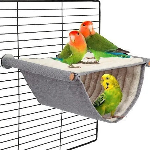 Pet hammock wooden frame gray yellow hanging cradle for small animals