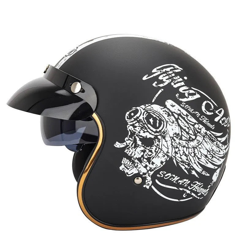 Retro-style half helmet for electric bike riding in ABS plastic, shown in a classic colour option.
