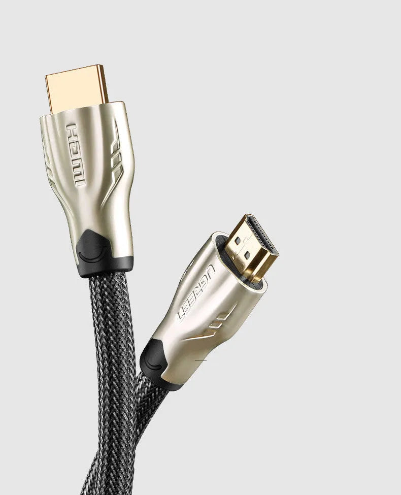 A 5-metre long HDMI cable with gold-plated connectors, shown with its bagged packaging.